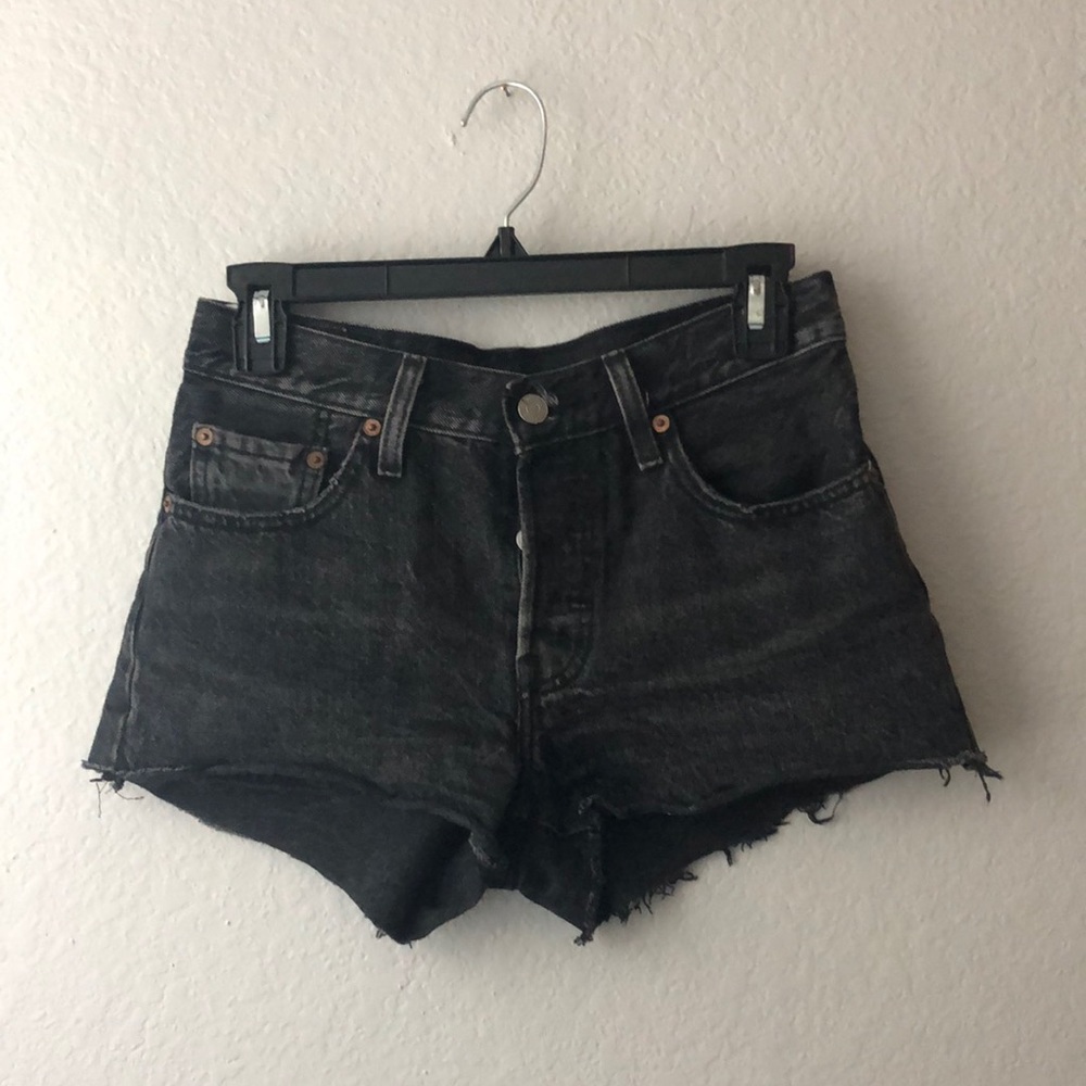 Black cutoff Levi shorts